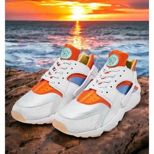 Nike Air Huarache Run White Orange University Blue Mens 12.5 Fast Ship >> NEW <<